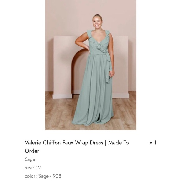 NEW Revelry Valerie Chiffon Faux Wrap Dress in Sage W12 - Picture 7 of 16